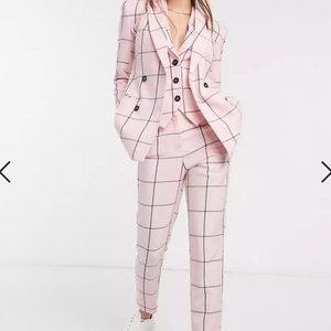 ASOS DESIGN slim suit pants in pink grid check - PANTS - Size 4